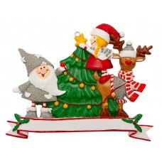 Family of 3 with Christmas Tree Personalised Christmas Decoration