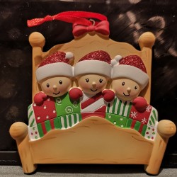 Bed Family of 3 Personalised Christmas Decoration Bed Family of 3 Personalised Christmas Decoration