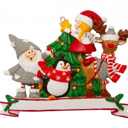Family of 4 with Christmas Tree Personalised Christmas Decoration Family of 4 with Christmas Tree Personalised Christmas Decoration