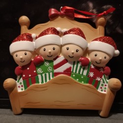 Bed Family of 4 Personalised Christmas Decoration Bed Family of 4 Personalised Christmas Decoration