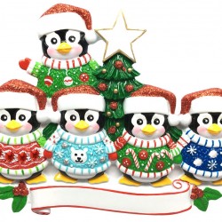 Ugly Sweater Family of 5 Personalised Christmas Decoration