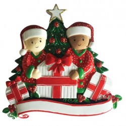  Family of 2 Opening Presents Personalised Christmas Decoration