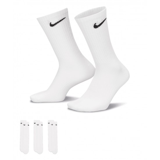 Nike everyday crew socks (3 pairs) White with Black logo