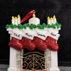 Mantle with Stocking Family of 4 Personalised Christmas Decoration Mantle with Stocking Family of 4 Personalised Christmas Decoration