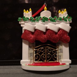 Mantle with Stocking Family of 4 Personalised Christmas Decoration
