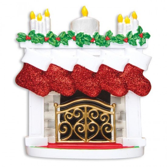  Mantle with Christmas Stockings Table Topper (Family of 5)
